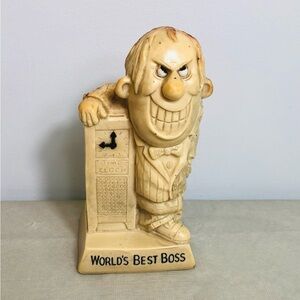 Russ Wallace Berrie 1970’s Figurine “World's Best Boss” Time Clock Vintage, #820